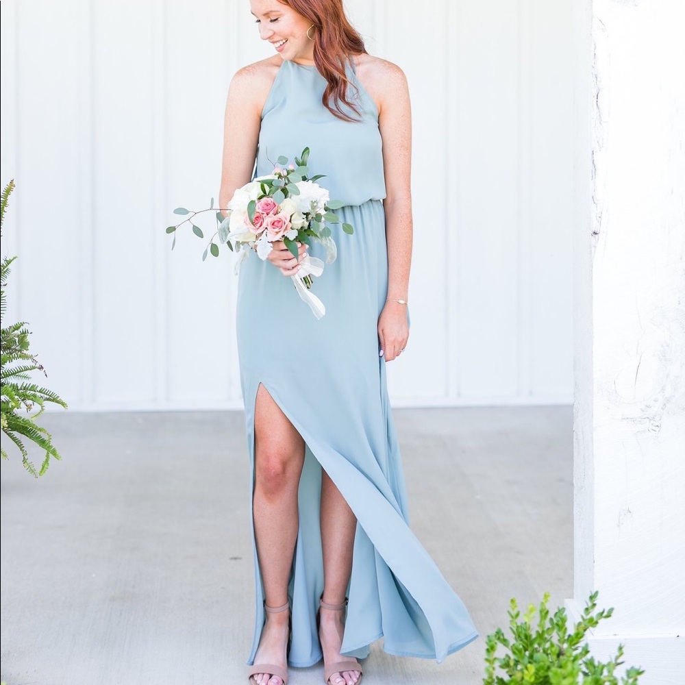 Show Me Your Mumu Heather Halter Dress Silver Sage